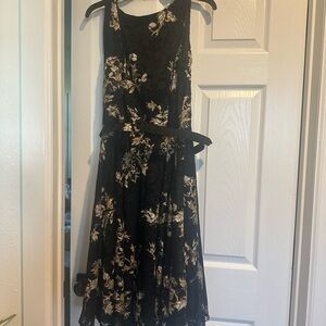 Gabby Skye Black and Gold Lace Dress